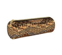 BKDODKS Estuche de piel con estampado de retazos de estilo africano para adultos, para hombres y mujeres, con cremallera, ligero