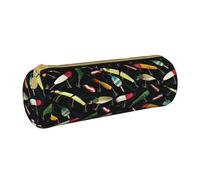 BKDODKS Estuche de piel con estampado de señuelo de pesca para adultos, estuche ligero para hombres y mujeres con cremallera