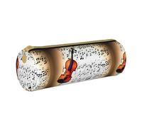 BKDODKS Estuche de piel con estampado de violín para adultos, para hombres y mujeres, con cremallera, ligero, White, Talla única