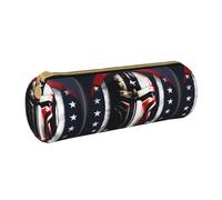 BKDODKS Estuche de piel con estampado espartano de la bandera de Estados Unidos para adultos, para hombres y mujeres, con cremallera, ligero, White, Talla única