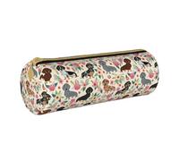 BKDODKS Estuche de piel con estampado floral para adultos, para hombres y mujeres, con cremallera, ligero