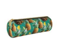 BKDODKS Estuche de piel con estampado hawaiano de piña tropical para adultos, estuche ligero para hombres y mujeres con cremallera
