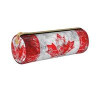 BKDODKS Estuche de piel con estampado retro de bandera canadiense para adultos, unisex, ligero, con cremallera, color blanco, talla única, color blanco, Taglia Unica, White, Talla única