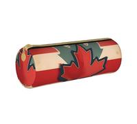 BKDODKS Estuche de piel con estampado retro de la bandera de Canadá para adultos, estuche ligero para hombres y mujeres con cremallera, White, Talla única