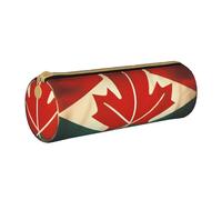 BKDODKS Estuche de piel con estampado retro de la bandera de Canadá para adultos, estuche ligero para hombres y mujeres con cremallera