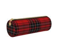 BKDODKS Estuche de piel para lápices con estampado a cuadros rojos y negros para adultos, para hombres y mujeres, con cremallera, ligero