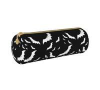 BKDODKS Estuche de piel para lápices con estampado de murciélagos voladores de Halloween, para hombres y mujeres, con cremallera, ligero