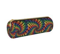 BKDODKS Estuche de piel para lápices con estampado de oso bailando y teñido anudado para adultos, para hombres y mujeres, con cremallera, ligero