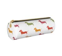 BKDODKS Estuche de piel para lápices con estampado de perros salchicha para adultos, para hombres y mujeres, con cremallera, ligero