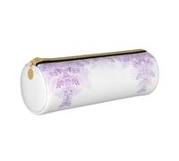 BKDODKS Estuche ligero de cuero con estampado de flores lilas en flor para adultos, para hombres y mujeres, con cremallera