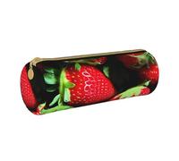 BKDODKS Estuche ligero de cuero con estampado de fresas para adultos, para hombres y mujeres, con cremallera