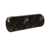 BKDODKS Estuche ligero de cuero con estampado de mármol negro y dorado para adultos, para hombres y mujeres, con cremallera