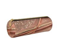 BKDODKS Estuche ligero de cuero con estampado de purpurina de oro rosa para adultos, para hombres y mujeres, con cremallera