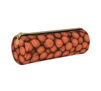BKDODKS Estuche ligero de cuero con estampado naranja de baloncesto para adultos, para hombres y mujeres, con cremallera