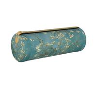 BKDODKS Estuche ligero de piel con estampado de flor de almendro para adultos, para hombres y mujeres, con cremallera