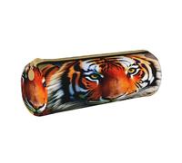 BKDODKS Estuche ligero de piel con estampado de rayas de tigre para adultos, para hombres y mujeres, con cremallera, ligero