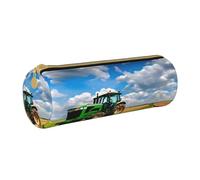 BKDODKS Estuche ligero de piel con estampado de tractor bajo cielo azul y nubes blancas para adultos, para hombres y mujeres