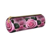 BKDODKS Estuche ligero de piel con estampado rojo y rosa para adultos, para hombres y mujeres, con cremallera