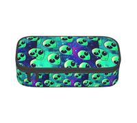 BKDODKS Estuche multifuncional Cartuchera con estampado de alienígenas verdes, bolsa de almacenamiento para artículos de papelería, suministros favoritos para adultos