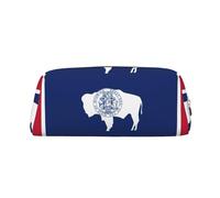 BKDODKS Estuche multifuncional con estampado de bandera del estado de Wyoming, con cremallera, grande, para trabajo y viajes