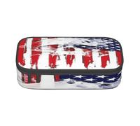 BKDODKS Estuche multifuncional con estampado de calavera de bandera estadounidense, bolsa de almacenamiento de artículos de papelería, suministros favoritos para adultos