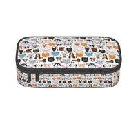BKDODKS Estuche multifuncional con estampado de caras de gato y perro, diseño de labrador, diseño de bulldog y beagle, bolsa de almacenamiento de papelería, suministros favoritos para adultos
