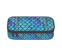 BKDODKS Estuche multifuncional con estampado de escamas de pez de sirena, color verde azulado, bolsa de almacenamiento para artículos de papelería, suministros