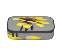 BKDODKS Estuche multifuncional con estampado de flores amarillas y grises, bolsa de almacenamiento para artículos de papelería, suministros favoritos para adultos