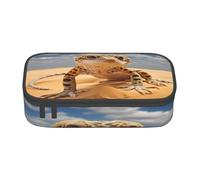 BKDODKS Estuche multifuncional con estampado de gecko de leopardo y arena, bolsa de almacenamiento para artículos de papelería, suministros favoritos para adultos