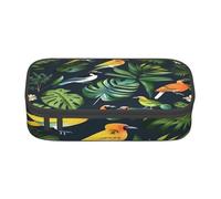 BKDODKS Estuche multifuncional con estampado de hojas de pájaros tropicales, bolsa de almacenamiento de papelería, suministros favoritos para adultos