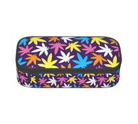 BKDODKS Estuche multifuncional con estampado de malas hierbas y colores brillantes, bolsa de almacenamiento de artículos de papelería, suministros favoritos para adultos