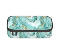 BKDODKS Estuche multifuncional con estampado de mármol turquesa y dorado para guardar artículos de papelería, suministros favoritos para adultos