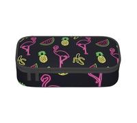 BKDODKS Estuche multifuncional con estampado de piña, plátano y flamenco, bolsa de almacenamiento para artículos de papelería, suministros favoritos para adultos