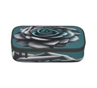BKDODKS Estuche multifuncional con estampado de rosas y rosas en color verde azulado y gris