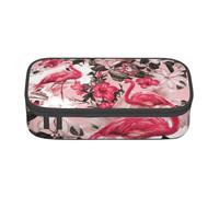 BKDODKS Estuche multifuncional con estampado floral de flamencos, bolsa de almacenamiento de artículos de papelería, suministros favoritos para adultos