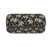 BKDODKS Estuche multifuncional para lápices de concienciación sobre el autismo, diseño de corazón, bolsa de almacenamiento de artículos de papelería, suministros favoritos para adultos