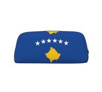 BKDODKS Estuche para lápices con estampado de bandera de Kosovo con cremallera, grande, para trabajo, viajes, estuche multifuncional