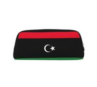 BKDODKS Estuche para lápices con estampado de bandera de Libia con cremallera, estuche grande para trabajo, viajes, estuche multifuncional