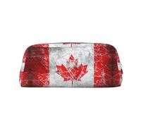BKDODKS Estuche para lápices con estampado retro de la bandera de Canadá con cremallera, grande, para trabajo, viajes, estuche multifuncional