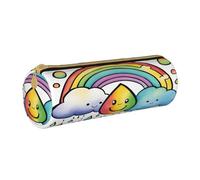 BKDODKS Estuche para lápices de piel con diseño de gotas de lluvia y arcoíris para adultos, para hombres y mujeres, con cremallera, ligero
