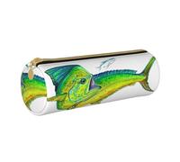 BKDODKS Estuche para lápices de piel con estampado de peces verdes para adultos, para hombres y mujeres, con cremallera, ligero