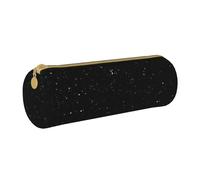 BKDODKS Estuche para lápices de piel con estampado de purpurina negra para adultos, para hombres y mujeres, con cremallera, ligero