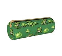 BKDODKS Estuche para lápices de piel con estampado de ranas verdes divertidas para adultos, para hombres y mujeres, con cremallera, ligero, White, Talla única