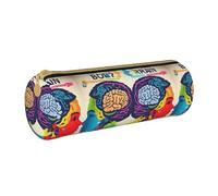 BKDODKS Estuche para lápices de piel con estampado de ventaja de cerebro izquierdo y derecho para adultos, para hombres y mujeres, con cremallera, ligero