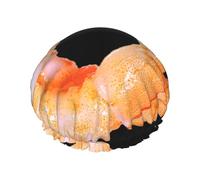 BKDODKS Glutton - Gorro de ducha con estampado de camarones para mujer, ligero, reutilizable, suave, impermeable, a prueba de fugas, color negro
