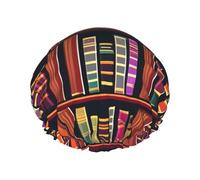 BKDODKS Gorro de ducha con estampado de biblioteca para mujer, ligero, reutilizable, suave, impermeable, a prueba de fugas, color negro