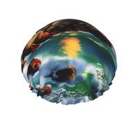 BKDODKS Gorro de ducha con estampado de diamantes para mujer, ligero, reutilizable, suave, impermeable, a prueba de fugas, color negro