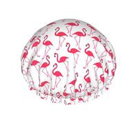 BKDODKS Gorro de ducha con estampado de flamenco rojo para mujer, ligero, reutilizable, suave, impermeable, a prueba de fugas, color negro