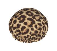 BKDODKS Gorro de ducha con estampado de leopardo para mujer, ligero, reutilizable, suave, impermeable, a prueba de fugas, color negro