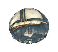 BKDODKS Gorro de ducha con estampado de mapa de velero para mujer, ligero, reutilizable, suave, impermeable, a prueba de fugas, color negro